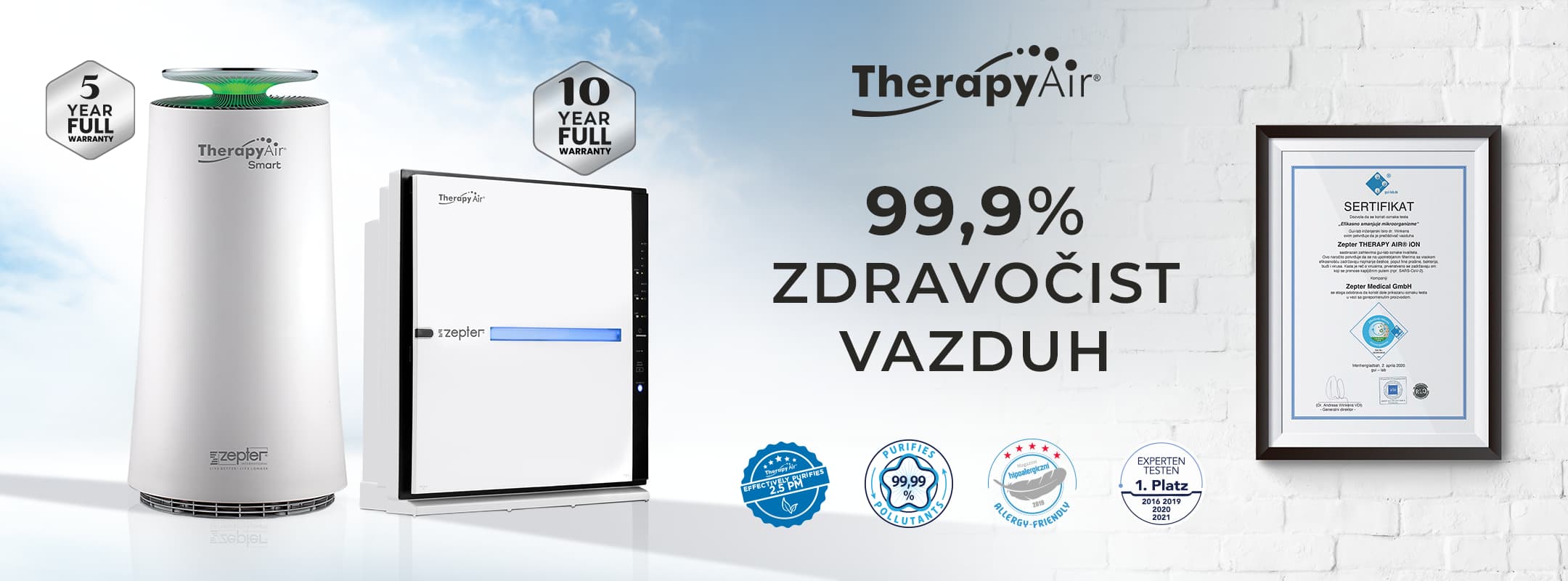 TherapyAir prečišćivači vazduha — 99,9% zdravočist vazduh