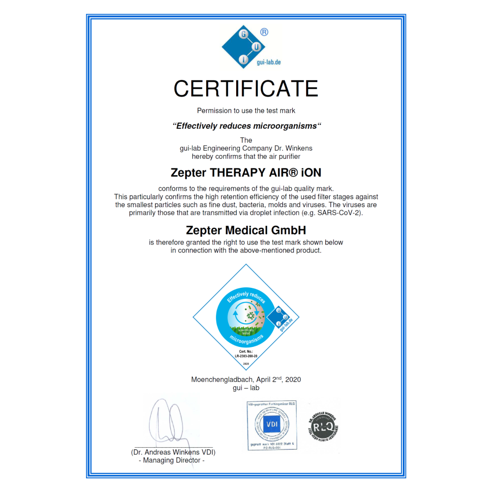 TherapyAir iOn — upravljačka ploča i senzor kvaliteta vazduha
